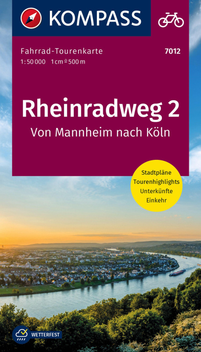 Έντυπα KOMPASS Fahrrad-Tourenkarte Rheinradweg 2, von Mannheim nach Köln 1:50.000 