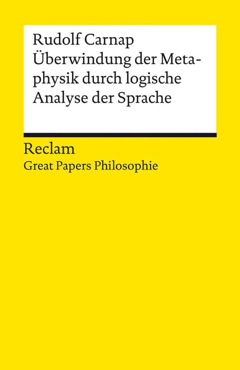 Book Überwindung der Metaphysik durch logische Analyse der Sprache Christian Damböck