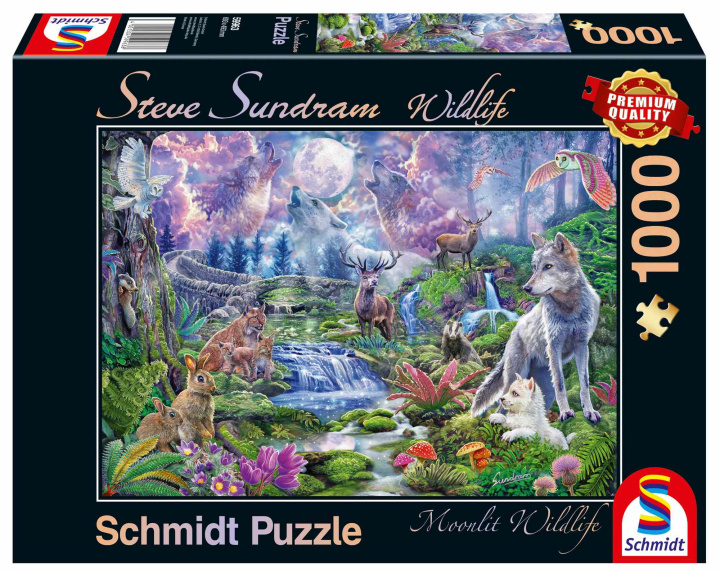Joc / Jucărie Puzzle 1000 PQ Zwierzęta w blasku księżyca S. Sundram 111105 
