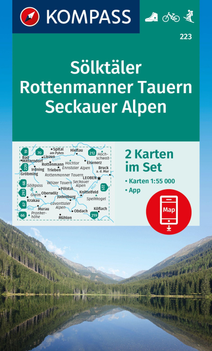 Nyomtatványok KOMPASS Wanderkarten-Set 223 Sölktäler, Rottenmanner Tauern, Seckauer Alpen (2 Karten) 1:55.000 