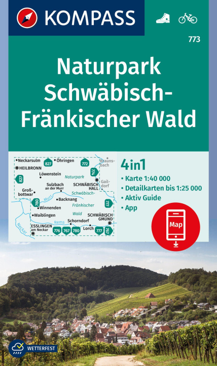 Tiskanica KOMPASS Wanderkarte 773 Naturpark Schwäbisch-Fränkischer Wald 1:40.000 