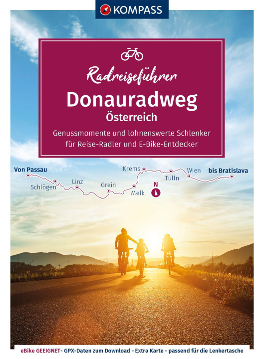 Carte KOMPASS Radreiseführer Donauradweg Österreich 