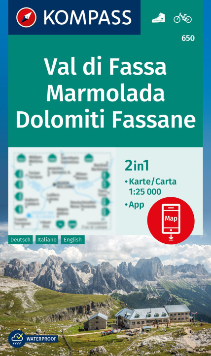 Materiale tipărite KOMPASS Wanderkarte 650 Val di Fassa, Marmolada, Dolomiti Fassane, 1:25.000 