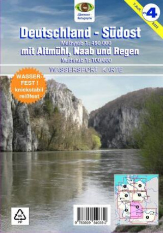 Tiskovina Wassersport-Wanderkarte 04. Deutschland-Südost mit Altmühl, Naab und Regen für Kanu- und Rudersport 