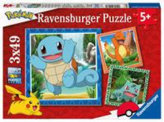 Hra/Hračka Ravensburger Kinderpuzzle 05586 - Glumanda, Bisasam und Schiggy - 3x49 Teile Pokémon Puzzle für Kinder ab 5 Jahren 