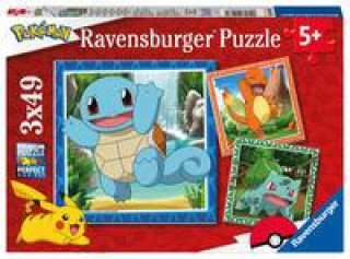 Jeu/jouet Ravensburger Kinderpuzzle 05586 - Glumanda, Bisasam und Schiggy - 3x49 Teile Pokémon Puzzle für Kinder ab 5 Jahren 