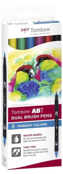 Carte Tombow ABT Dual Pen Brush Sada oboustranných štětcových fixů - Primary colours 6 ks 