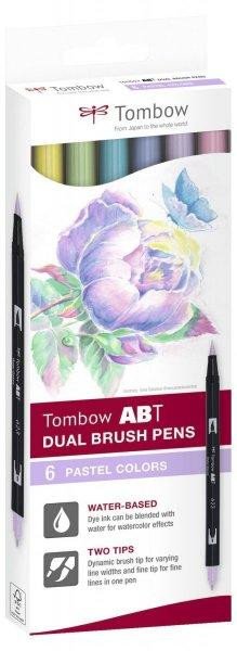 Kniha Tombow ABT Dual Pen Brush Sada oboustranných štětcových fixů - Pastels 6 ks 