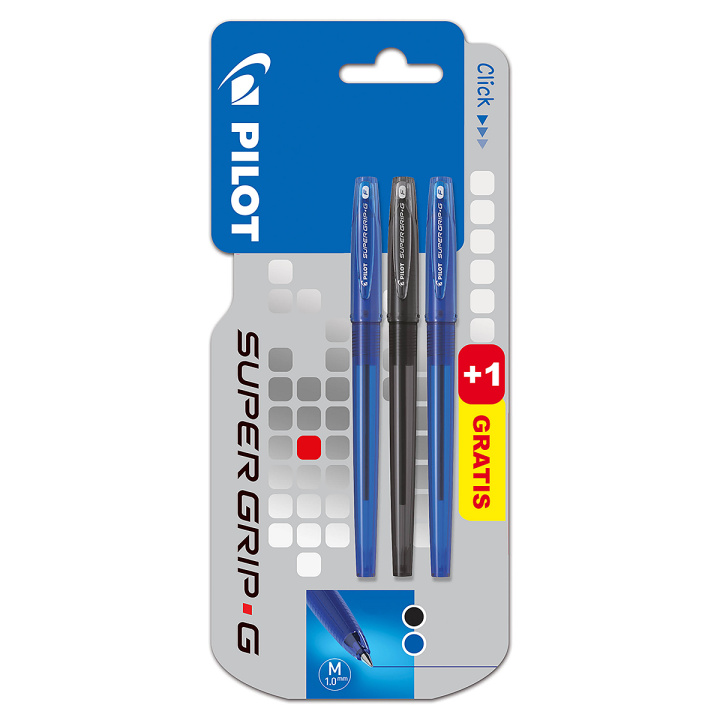 Carte Długopis super grip G ze skuwką 1 niebieskie + 1 czarny + 1 niebieski gratis Pilot 
