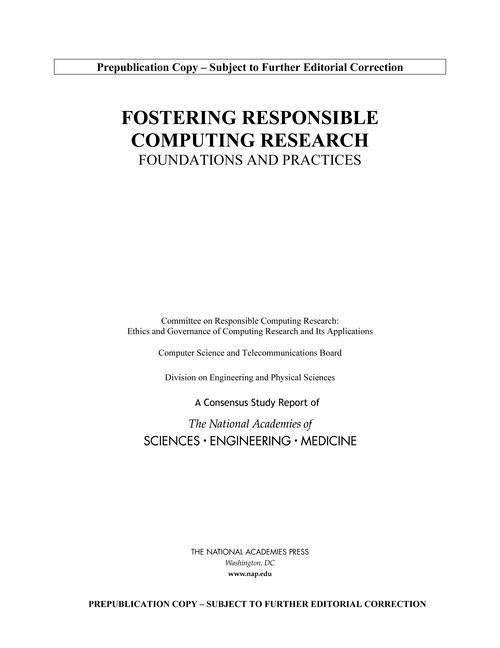 Knjiga Fostering Responsible Computing Research: Foundations and Practices Division On Engineering And Physical Sci