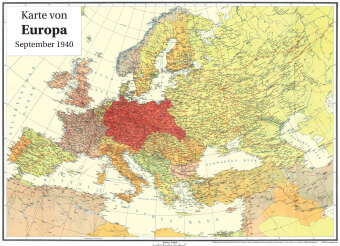Tlačovina Historische Karte: EUROPA im September 1940 (gerollt) 