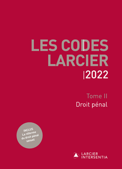 Carte Codes Larcier 2022 - Tome 2 Droit pénal 