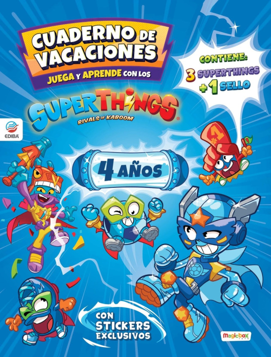 Könyv Cuaderno de Vacaciones juega y aprende Superthings Guardians of Kazoom para 4 añ EDIBA
