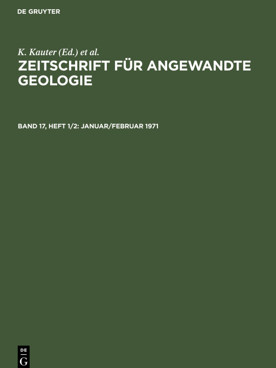 Книга Zeitschrift für Angewandte Geologie, Band 17, Heft 1/2, Januar/Februar 1971 F. Stammberger