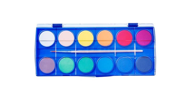 Carte školní vodové barvy, se syntetickým štětcem vel. 4, 12 barev 