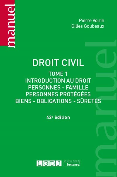 Carte Droit civil Tome 1, 42ème édition Voirin