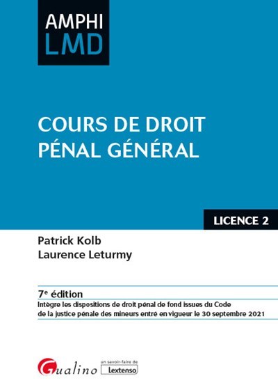 Carte Cours de droit pénal général, 7ème édition Kolb