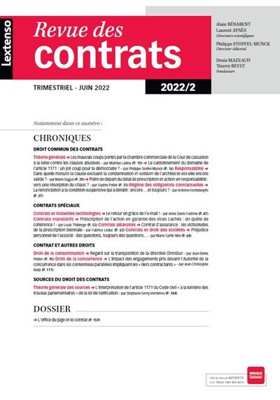 Kniha Revue des Contrats N°2-2022 