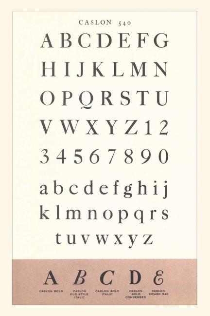 Knjiga Vintage Journal Font Sample Chart, Carlson Found Image Press
