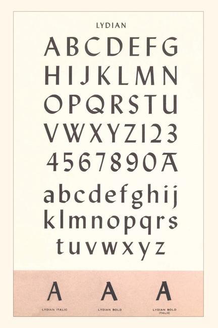 Knjiga Vintage Journal Font Sample Chart, Lydian Found Image Press