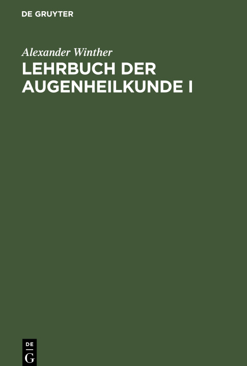 Książka Lehrbuch der Augenheilkunde I 