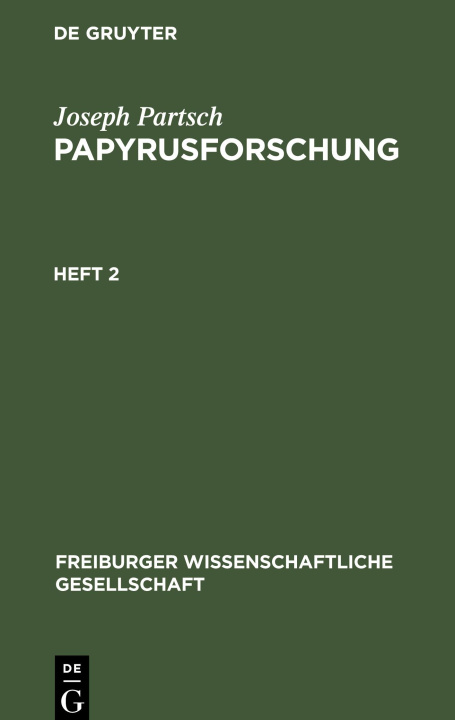 Book Papyrusforschung Joseph Partsch