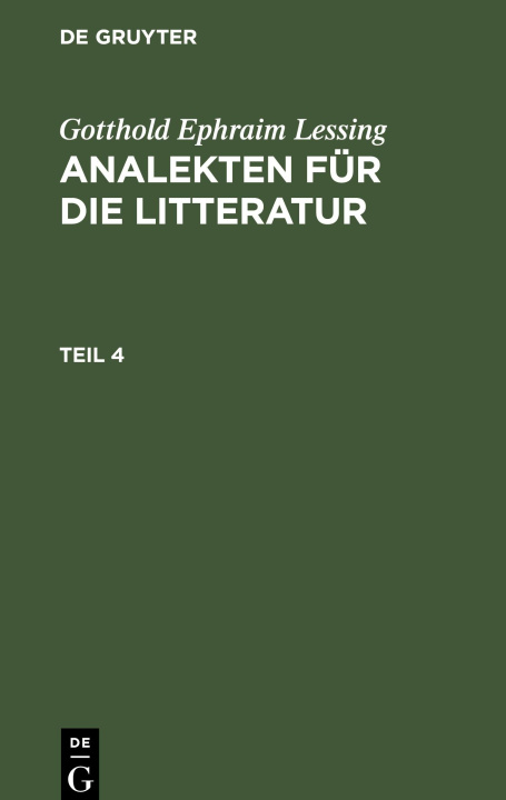 Книга Analekten für die Litteratur, Teil 4, Analekten für die Litteratur Teil 4 