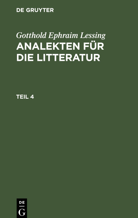 Buch Analekten für die Litteratur, Teil 4, Analekten für die Litteratur Teil 4 