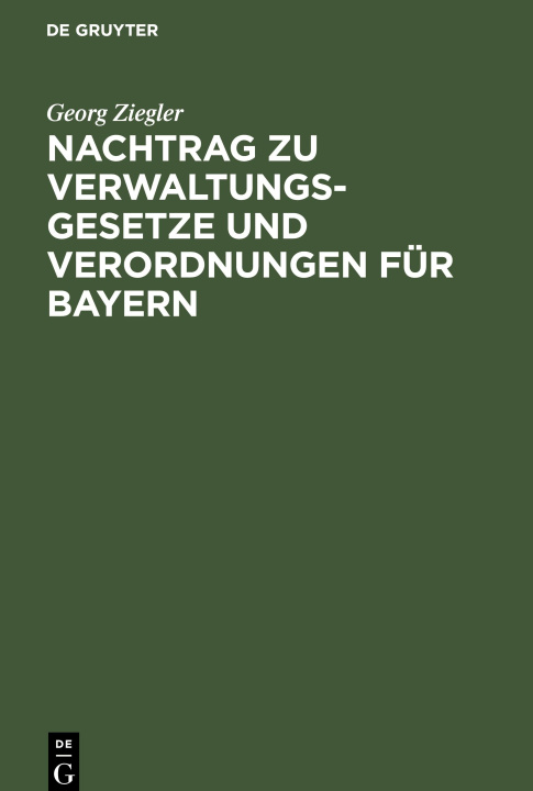 Carte Nachtrag zu Verwaltungsgesetze und Verordnungen für Bayern 