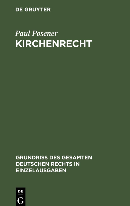 Book Kirchenrecht Paul Posener