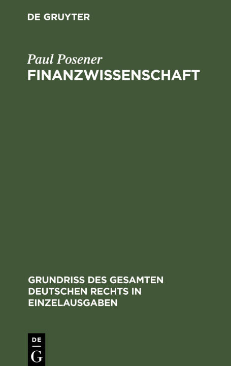 Knjiga Finanzwissenschaft Paul Posener