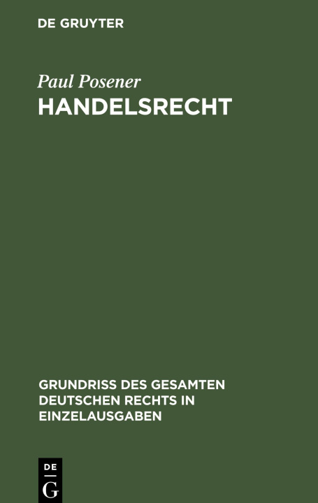 Book Handelsrecht Paul Posener