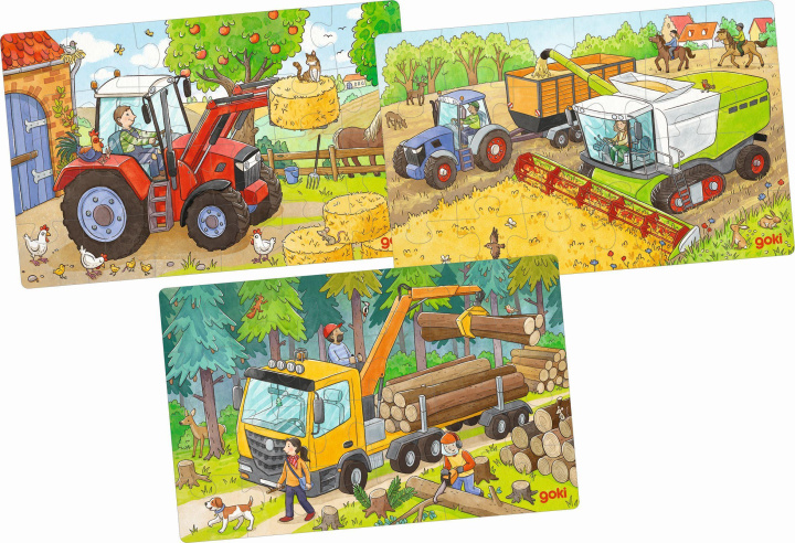 Játék Dřevěné puzzle Zemědělské stroje 3x24 dílků 