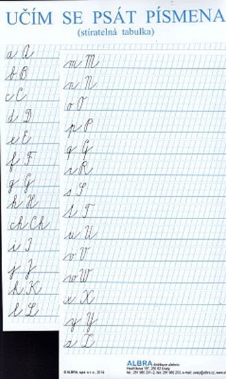 Carte Učím se psát písmena - Stíratelná tabulka (psací písmo, velké a malé abc, A4) 