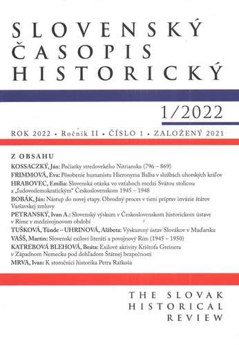 Kniha Slovenský časopis historický 1/2022 autorov Kolektív