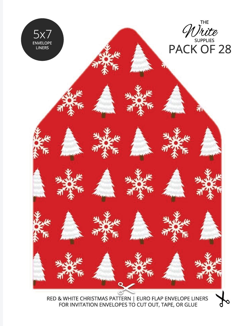 Knjiga Christmas Pattern Envelope Liners Euro Flap 5x7 with Red & White Design The Write Supplies