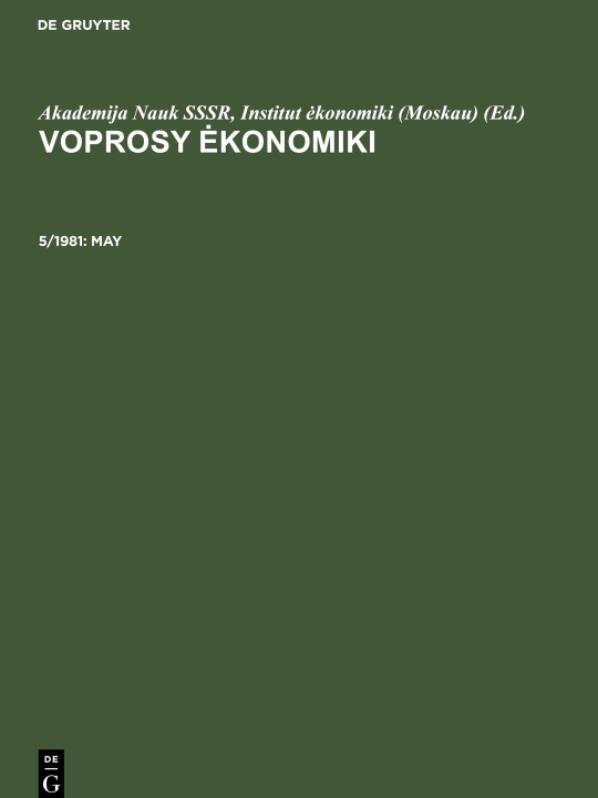 Knjiga Voprosy e?konomiki, 5/1981, May No Contributor