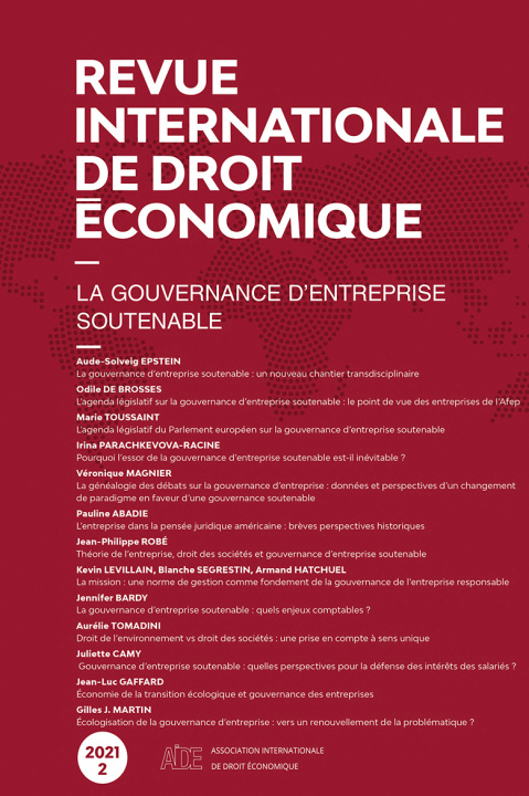 Könyv Revue internationale de droit économique 2021/1 - Varia 