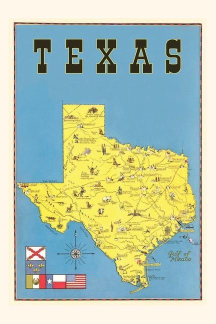 Könyv Vintage Journal Map of Texas, Flags 