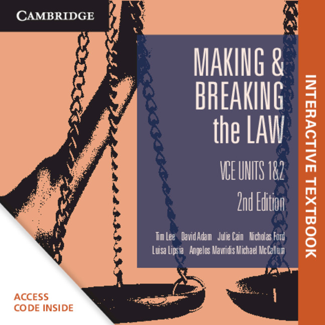 Kniha Cambridge Making and Breaking the Law VCE Units 1&2 Digital (Card) Tim Lee