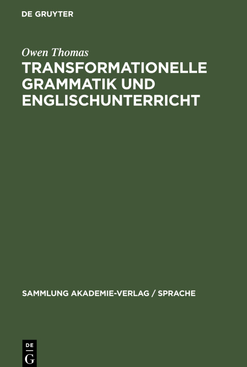 Carte Transformationelle Grammatik und Englischunterricht 