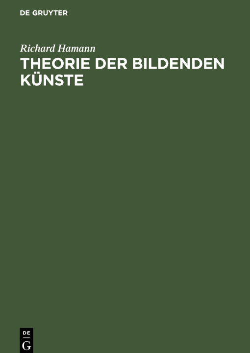 Carte Theorie der bildenden Künste Richard Hamann