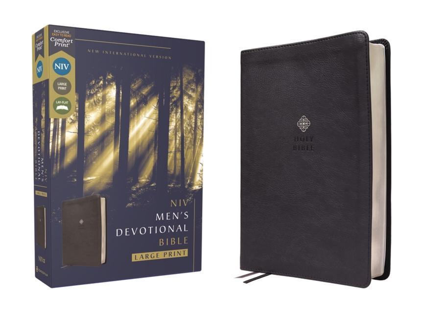Carte Niv, Men's Devotional Bible, Large Print, Leathersoft, Black, Comfort Print 