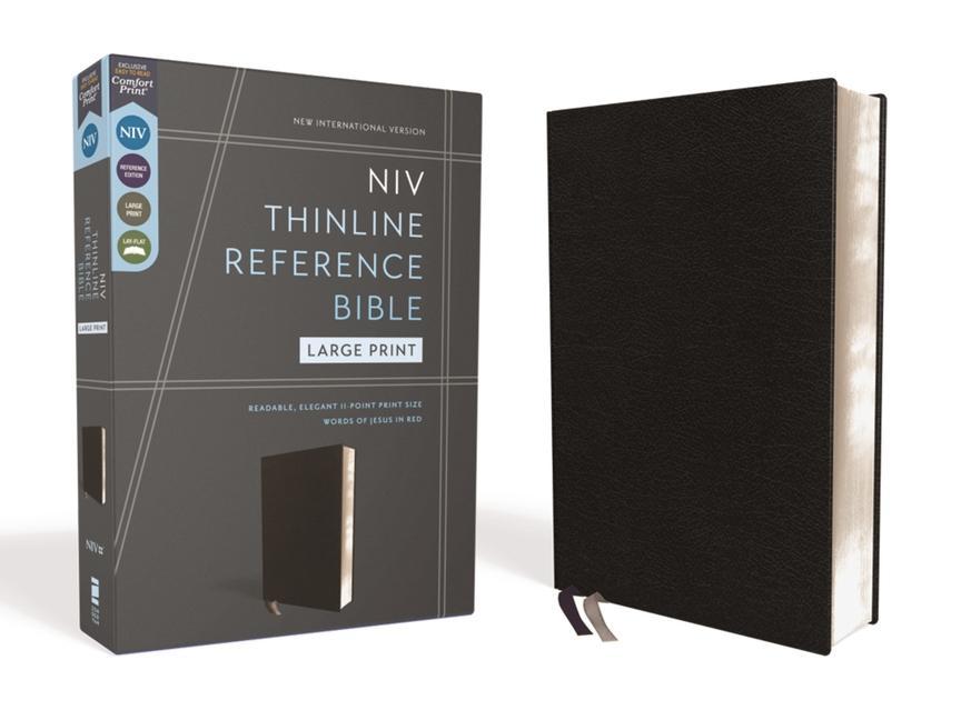 Kniha Niv, Thinline Reference Bible, Large Print, European Bonded Leather, Black, Red Letter, Comfort Print 