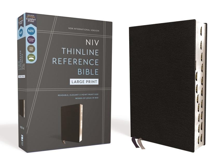 Carte Niv, Thinline Reference Bible, Large Print, European Bonded Leather, Black, Red Letter, Thumb Indexed, Comfort Print 