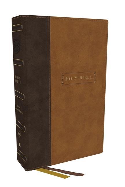 Kniha Kjv, Center-Column Reference Bible with Apocrypha, Leathersoft, Brown, 73,000 Cross-References, Red Letter, Comfort Print: King James Version Nelson