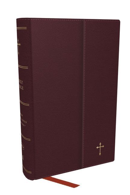 Livre NKJV, Compact Paragraph-Style Reference Bible, Leatherflex, Burgundy, Red Letter, Comfort Print 