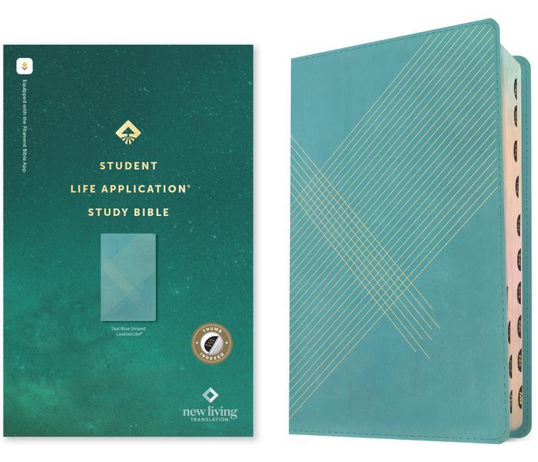 Carte NLT Student Life Application Study Bible, Filament Enabled Edition (Red Letter, Leatherlike, Teal Blue Striped, Indexed) 