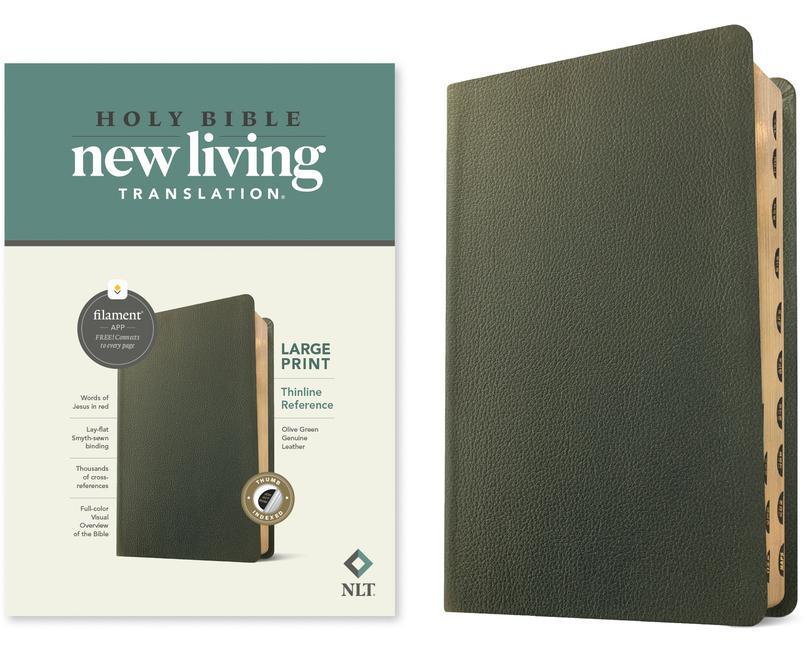 Könyv NLT Large Print Thinline Reference Bible, Filament Enabled Edition (Red Letter, Genuine Leather, Olive Green, Indexed) 