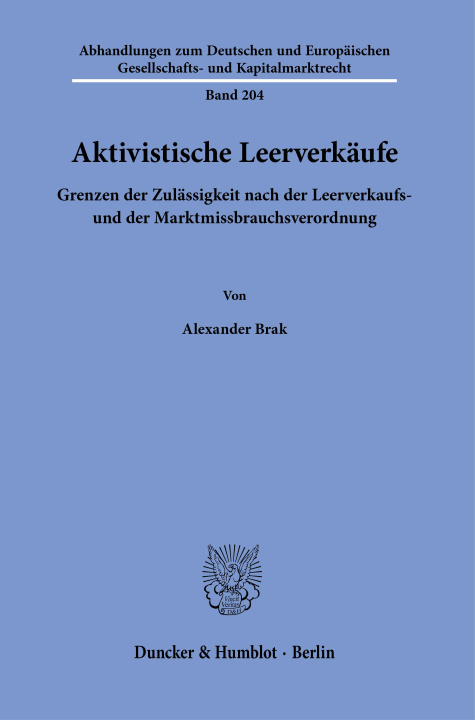 Kniha Aktivistische Leerverkäufe 